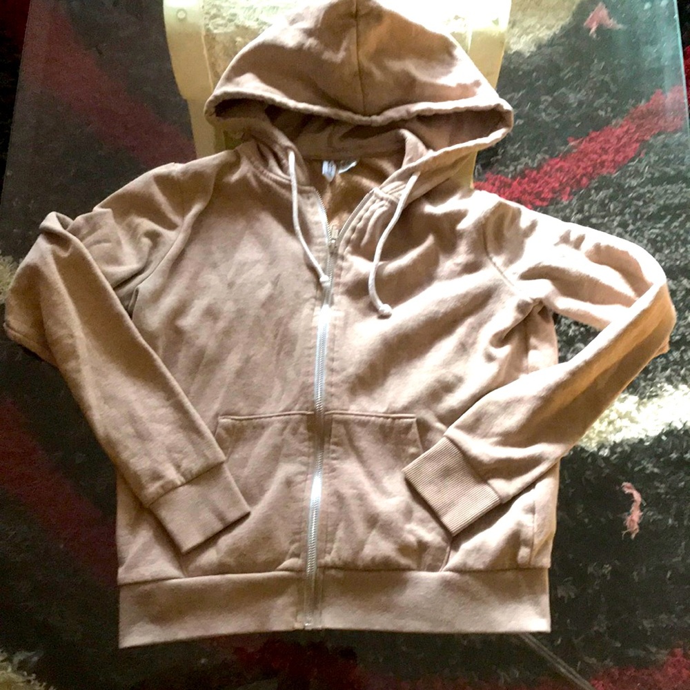 H&M Beige Hooded Zip-Up Sweatshirt